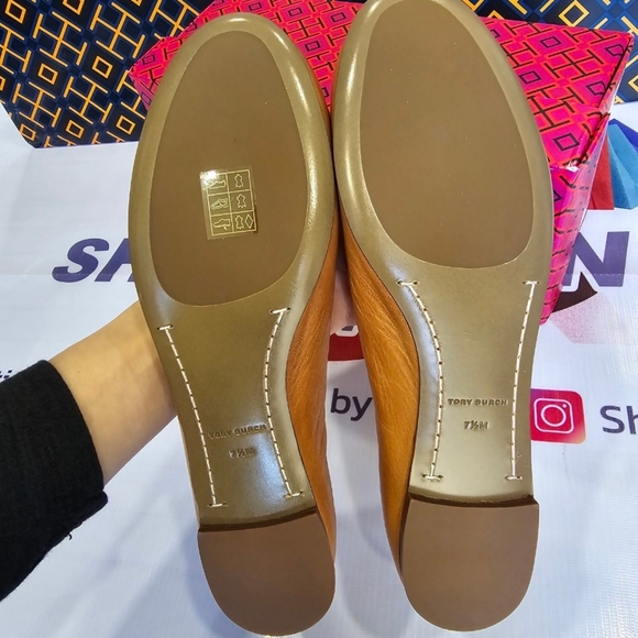 NEW!!! TORYBURCH MULTI LOGL BALLET GOAT LEATHER 7.5us (BROWN) - Picture 6 of 7